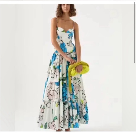 aje blue and white floral dress Behold Maxi Dress main image 1